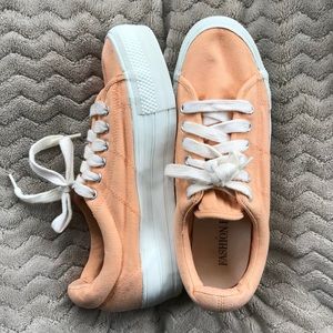 Orange platform sneakers